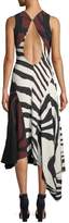 Thumbnail for your product : Roberto Cavalli Sleeveless Double Stretch Crepe Zebra-Print Midi Dress