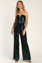 Thumbnail for your product : Lulus Power of Love Emerald Green Sequin Strapless Jumpsuit