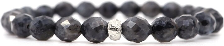 Shar Oke Grey / Silver Larvikite & Sterling Silver Cubic Zirconia Bracelet