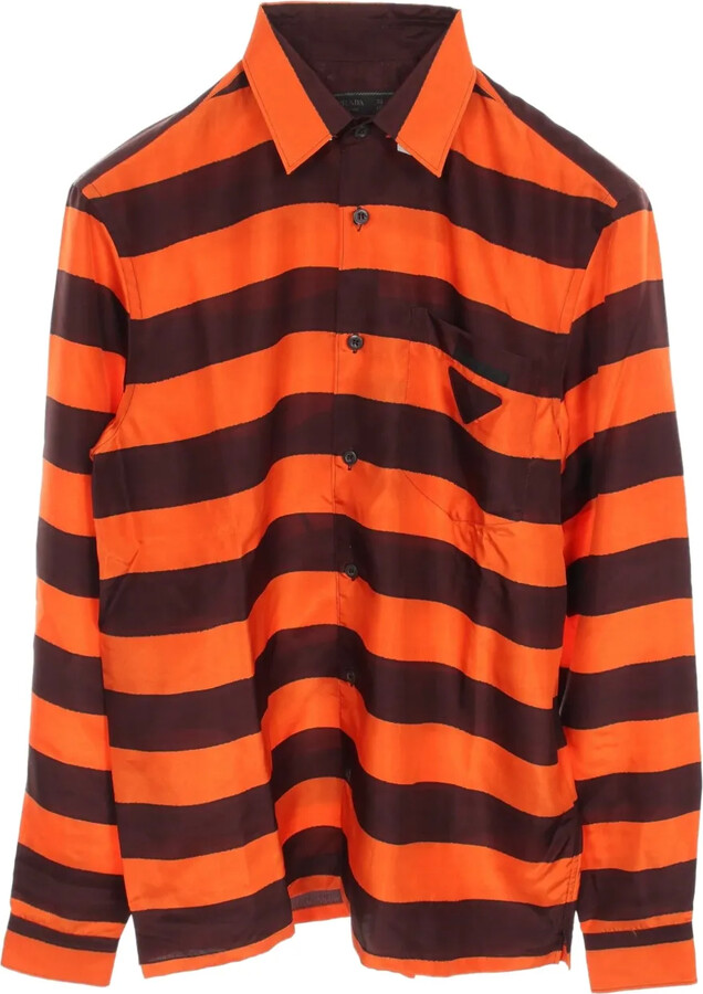Prada Pre-Owned 2020s Striped Triangle-Detail Shirt