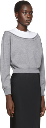 alexanderwang.t Grey Cropped Bi-Layer Sweater