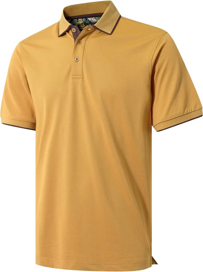 VEBOON Men's Pique Polo Shirts Short Sleeve Cotton Blend Business Casual  Collar Polo Shirt ShopStyle