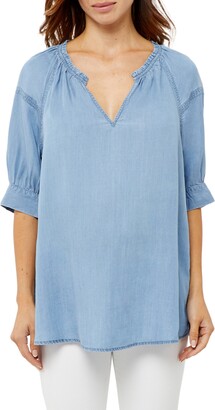 A Pea in the Pod Chambray Peasant Maternity Top