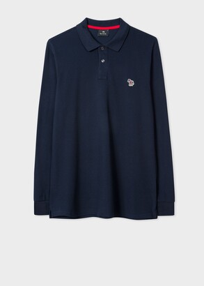 Paul Smith Men's Navy Cotton Zebra Logo Long-Sleeve Polo Shirt