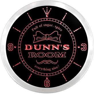 AdvPro Clock ncpe1160-r Dunn's Girl Princess Kids Room Night Light Bar Neon Sign LED Wall Clock