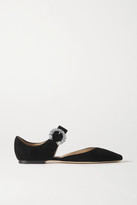 Thumbnail for your product : Jimmy Choo Gin Crystal-embellished Suede Ballet Flats - Black
