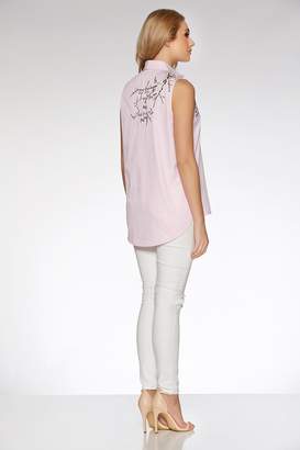 Quiz Pink Stripe Embroidered Sleeveless Top