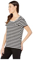 Thumbnail for your product : Vince Camuto Short Sleeve Amour City Stripe Scoop Neck Tee (Rich Black) Women's T Shirt