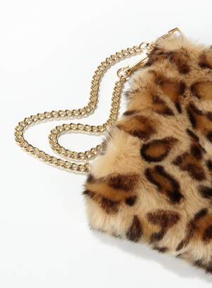 Miss Selfridge Leopard Faux Fur Cross Body Bag