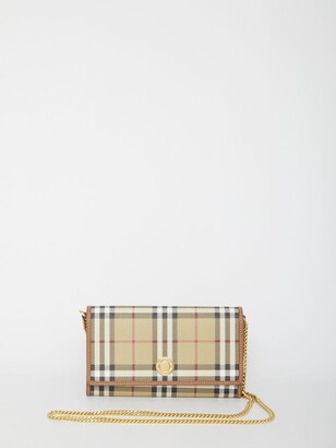 Burberry Jessie Check Quilted Smooth Leather Wallet on Chain