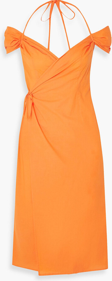 IOANNES Romeo cold-shoulder cotton midi wrap dress