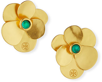 Tory Burch Golden Flower Petal Stud Earrings