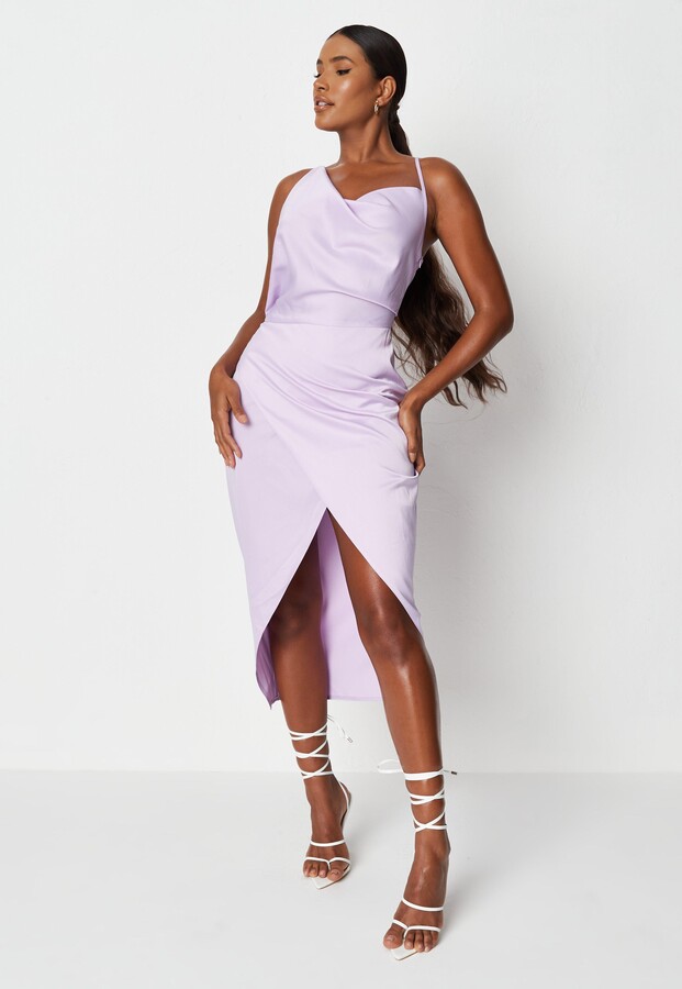 Satin Asymmetric Drape Dress | Shop the ...