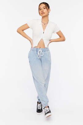 Forever 21 High-Rise Denim Drawstring Joggers - ShopStyle Jeans