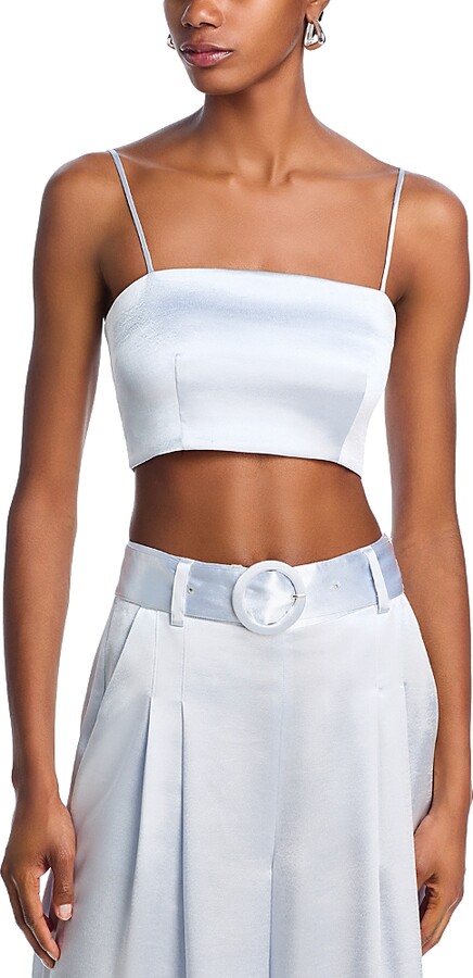 Cinq a Sept Nikki Hammered Satin Crop Top