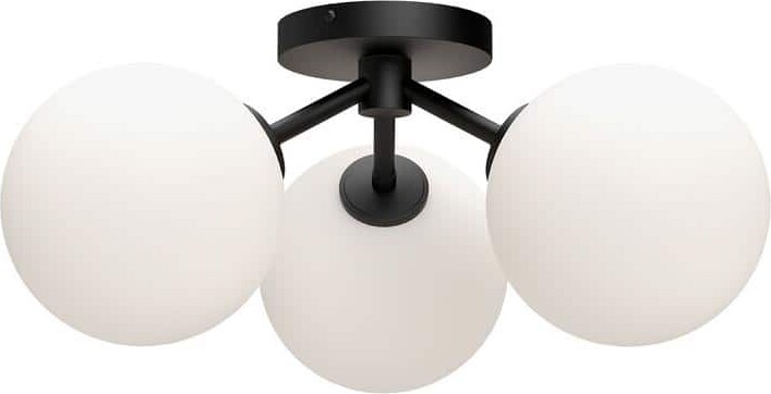 ALORA MOOD Cassia 17 in. 3 Light 40-Watt Matte Black/Opal Matte Glass Semi-Flush Mount