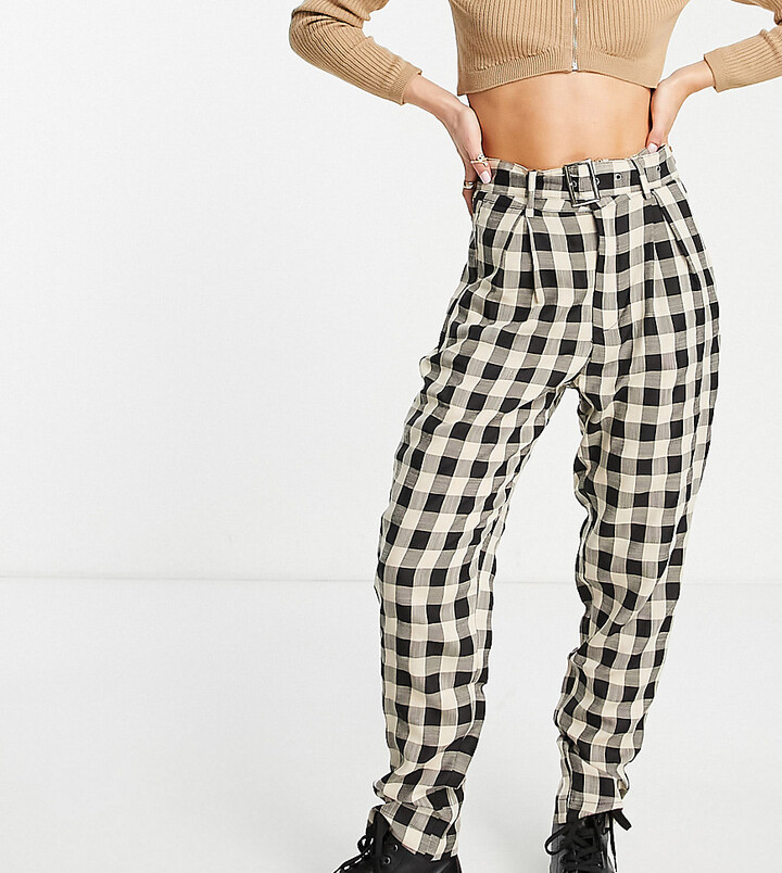 petite checked trousers