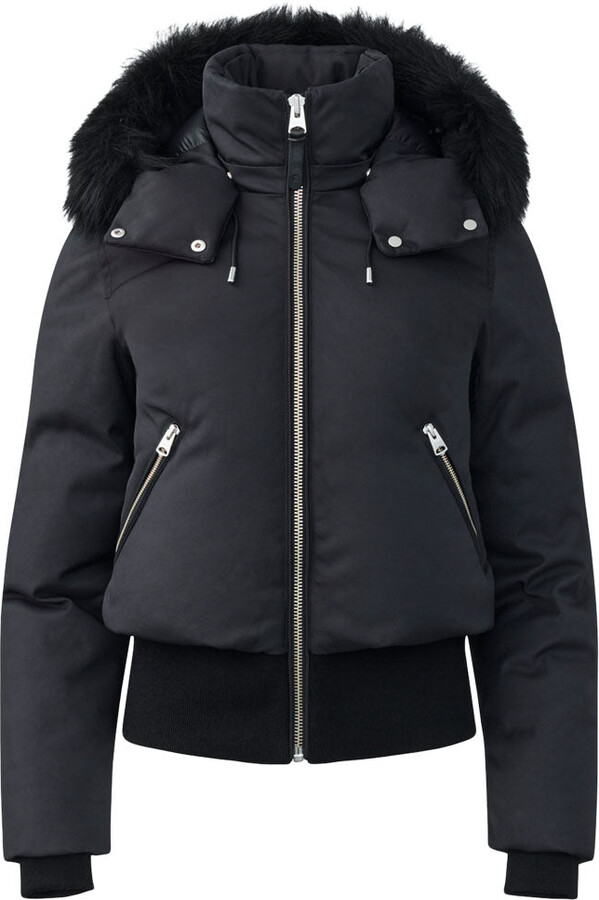 Mackage Cory Twill Down Bomber With Removable Hood And Sheepskin Trim ...