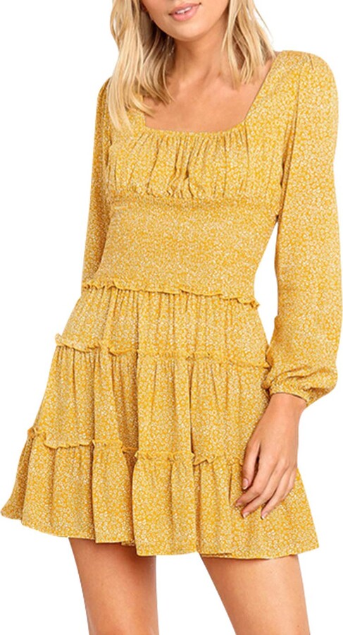 yellow plain dress
