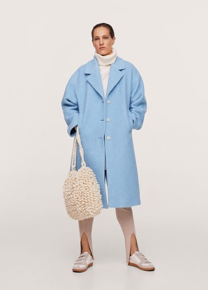 MANGO Oversize wool coat sky blue - ShopStyle