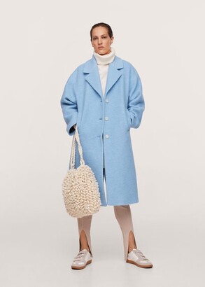 MANGO Oversize wool coat sky blue - Woman - XL