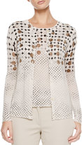 Thumbnail for your product : Piazza Sempione Daisy & Polka-Dot Cardigan, Cream/Brown