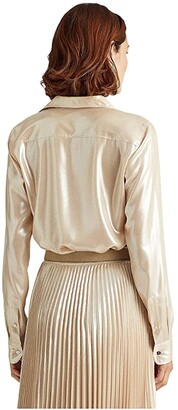 metallic satin blouse