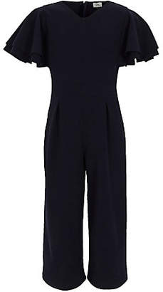 River Island Girls Navy frill sleeve culotte jumpsuit