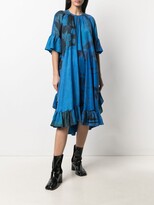Thumbnail for your product : Marine Serre Floral Flared Silk Dress