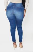 Thumbnail for your product : PrettyLittleThing Shape Dark Wash Button Front High Waist Skinny Jeans