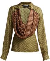 Thumbnail for your product : Jacquemus Saabi Cowl Neck Satin Blouse - Womens - Green