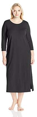 Shadowline Women's Plus Size Nightgown-3/4 Sleeve Loungewear