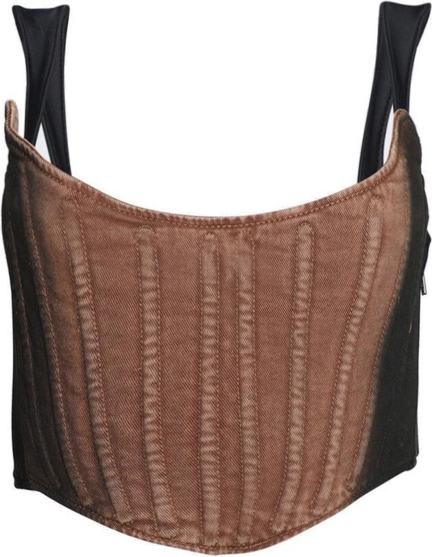 Thierry Mugler Strapless Cropped Denim Corset