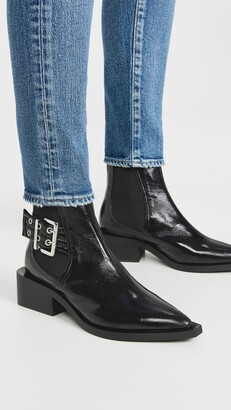 Ganni Chunky Buckle Chelsea Boots Naplack - ShopStyle