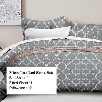 HGMart Bed Sheet Set Collection - 4 Piece Brushed Microfiber Bedding Sheet Set - Fade and Stain Resistant Hypoallergenic Deep Pocket Bedspread Set - Gray, King Size