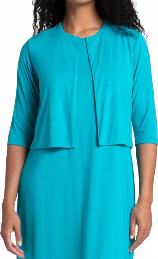 Sympli Bamboo Classic Bolero Cardigan In Turquoise