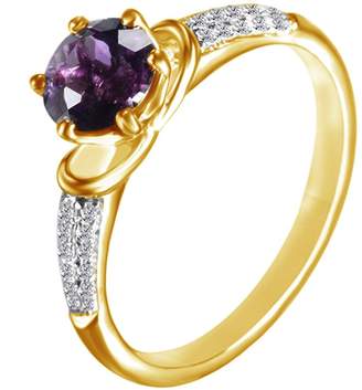 Jewel Zone US Round Simulated Amethyst & White Cubic Zirconia Wedding Ring in 10k Solid Gold
