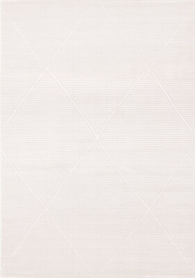 Latitude Run Amabilia Subtle Striped Cream White Trellis Area Rug