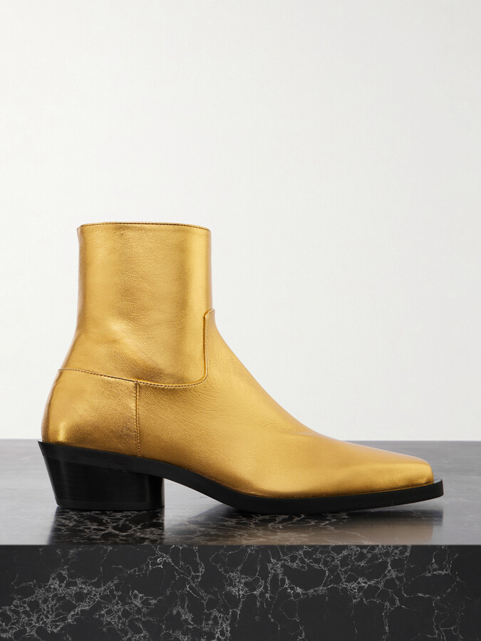 Proenza Schouler Bronco Metallic Leather Ankle Boots - Gold