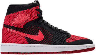 Nike Boys' Grade School Air Jordan Retro 1 High Flyknit Basketball Shoes, Black