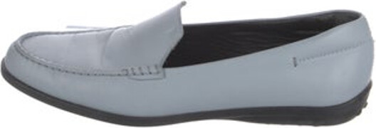 Tod's Leather Loafers Blue Rubber Trim Round-Toes Includes Box Unfortunately due to restrictions this item may not be eligible for shipping in all areas.