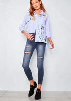 Thumbnail for your product : Ever New Ever New Francesca Ripped High Waist Indigo Denim Skinny Jeans