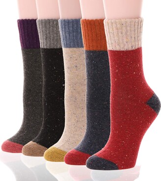 Womens Winter Warm Socks Vintage Crew Socks Dot Print Boot Thermal Socks 