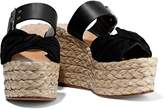 Thumbnail for your product : Valentino Garavani Bow-embellished Suede And Leather Wedge Espadrille Mules