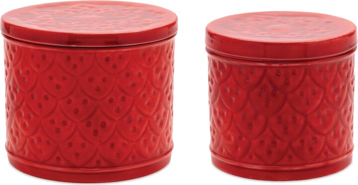 Melrose International Red Wooden Tray (Set of 2) - Red Brown