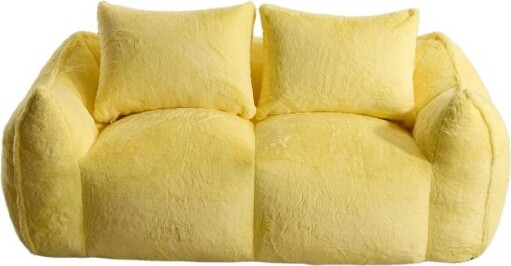 GulchesYellowFauxFurUltraSoftGiantBeanBagCouch75x42x28InchOversizedLoveseatChaseLoungeChairwithPillows
