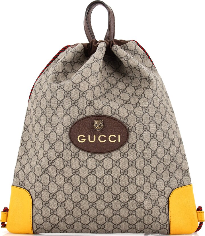 Vintage Gucci Black Canvas & Leather 'GG' Monogram Drawstring Mini Backpack