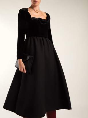 Valentino Scalloped Edge Wool And Silk Blend Gown - Womens - Black