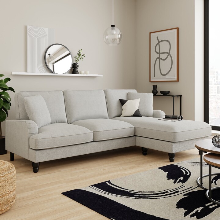 Dunelm Beatrice Boucle Corner Chaise Light Grey ShopStyle Sofas