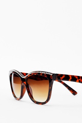 Nasty Gal Womens So Edgy Leopard Cat-Eye Sunglasses - Brown - One Size